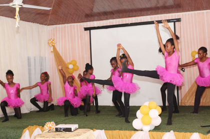 female students dancing balerina